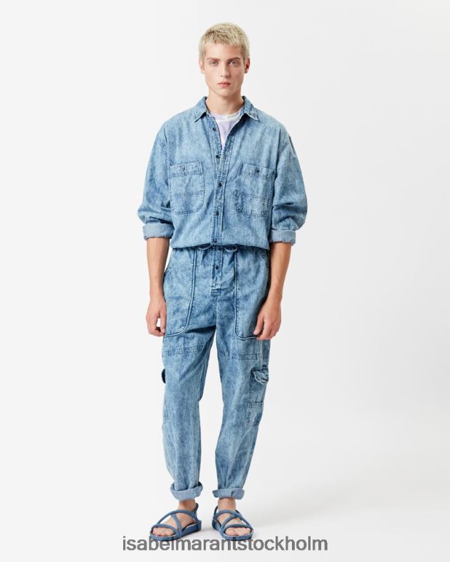 Kläder Isabel Marant vyns chambray jumpsuit blå män D80P021375